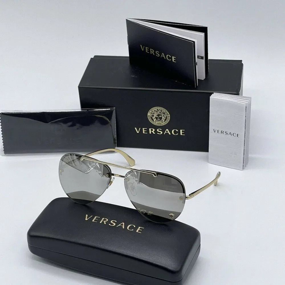 New! Versace Aviator Unisex Grey Sunglasses w/ box